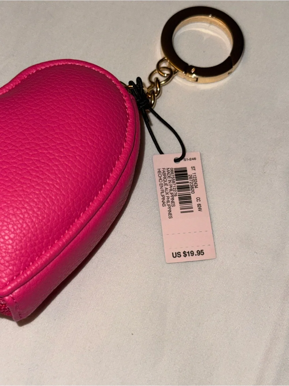 NWT Victoria's Secret Hot Pink Heart Keychain Coin Pouch